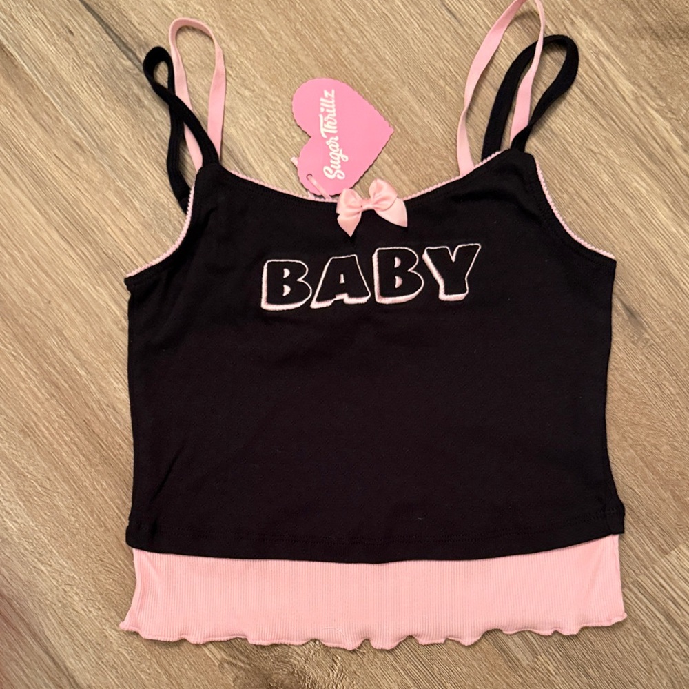 Sugar Thrillz Black and Pink BABY Tank Top